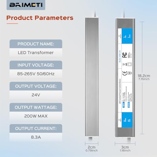 BRIMETI Transformer 220 V 24 V Power Supply Power Supply 200 W DC LED Driver Continuous IP67 Transformer Waterproof Outdoor Adapter 8.3 A Transfo Controller 220 V AC to 24 V DC for LED Strip
