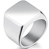 Size 5-15 Stainless Steel Signet Ring Black Silver Classical Simple Plain Cocktail Husband Father Valentine (stainless-steel, 5)