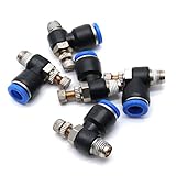 Yootop 5 Pcs 8mm Push in Pneumatic Quick Connect Fitting Air Flow Control Valve with 1/8 BSP Thread