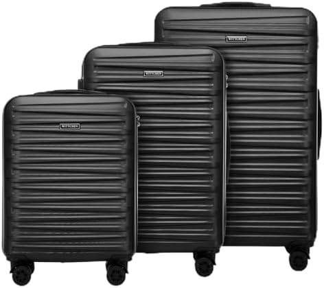 Skyspeed Line Valise de Voyage Set de 3 valises à roulettes Trolley Bagages à Main Set de valises de Voyage ABS Serrure à Combinaison Poignée télescopique 4 Roues Noir Air France/Easyjet