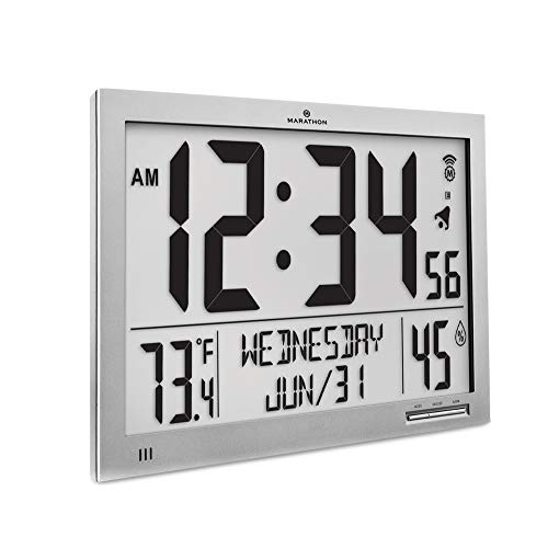 MARATHON CL030062BK SlimJumbo Atomic Digital Wall Clock with