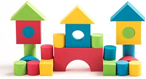 Teeny Toyz, Soft Foam Building Blocks ~100 Pieces ~Non Toxic, Creative, Educational, Water-Proof, with Zippered Carry Bag (Bold)