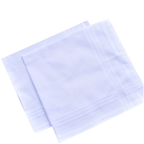 BonjourMrsMr Solid Mens Fashion White 100% Contton Hankerchifs Hanky