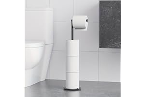 4-Roll Toilet Paper Holder Stand - Freestanding Foldable Bathroom Organizer with Self-Adhesive Installation
