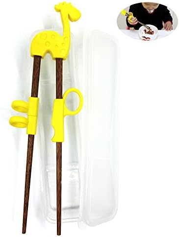 Dancepanda Training chopstick,Chopstick Helper for Children Kids,Natural Wooden Training Chopsticks (deep wood)