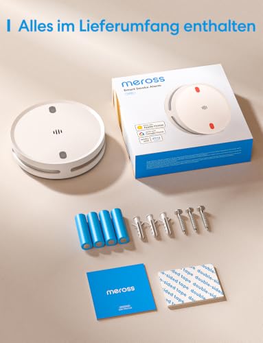 Meross Smart Smoke Detector, Networked Fire Alarm WiFi with Red LED Escape Light, Smoke Alarm with Dual Light Sensor to Prevent False Alarms, EN14604 Compliant, Apple Home, Home Assistant, Hub