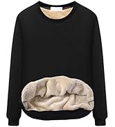 Jenkoon Womens Thickened Sweatshirt Casual Warm Sherpa Lined Pullover Crewneck Sweatshirt Top