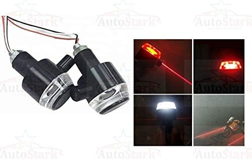 Autostark Bike Handlebar Light Indicators with Laser Light Bar End Turn Signal Grip Weight Light Double Light (Red & White) for TVS Apache RTR 180 ABS [2019