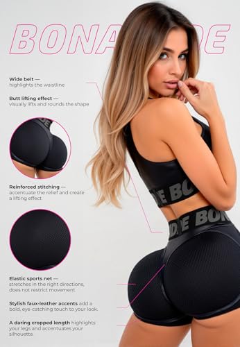 Bona Fide Women's Biker Taille Shorts with Push-Up Effect – Firming Shorts for Fitness and Training