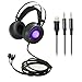 HotYet M170 Professional 3.5mm PC Stereo Gaming Headset for PS4 With Mic Over-Ear Headphones Volume Control 4 Kinds of Breathing LED Lights(Black)
