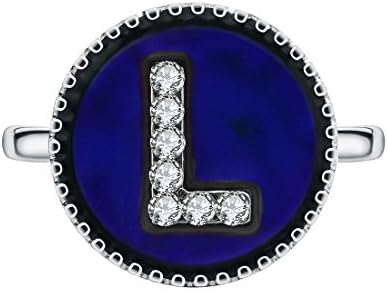 Initial Letter Mood Ring Alphabet L Imitation White Gold Plated Crystal Magic Color Changing Personalized Ring (6.5)
