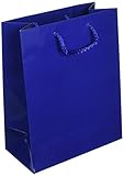 Kraft Klassics 25 Navy Blue Gloss Laminated Heavy Paper Tote Bag with Soft Cord Handle (8
