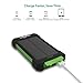 Laniakea 10000mAh Solar Phone Charger, Outdoor Waterproof Solar Power Bank, Dual USB Solar Panel Portable Battery Charger Backup with Led Light for iPhone, iPad, Android, GoPro Camera, Green