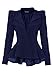 LookbookStore Women Double Notch Lapel Sharp Shoulder Pad Asymmetry Blazer Blue US 4