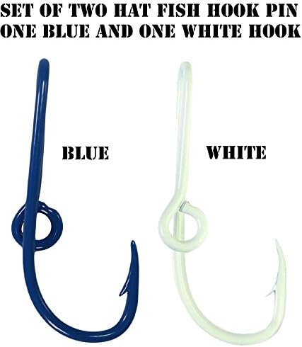 Custom Colored Eagle Claw Team Spirt Hat Fish Hook Pins Blue/White One Blue and One White Hat Hook Clip