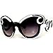 EF Oversized High Fashion Two Tone Sunglasses w/ Baroque Swirl Arms