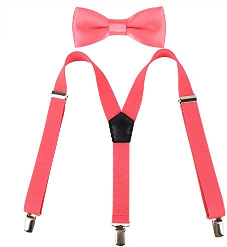 Kat Cheung Bahar 2PCS Bow Tie And Suspenders Set For Kids Boys 3 Clips Y