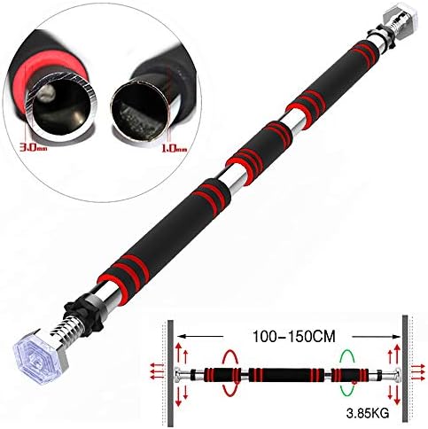 Up Bar Bar for Door Frames, Horizontal bar on the door 3mm pull-ups, indoor door frame wall single and double poles no punching high-density thickened cotton, 63-200cm/bearing weight 200kg.,100/150cm [Energy Class A]