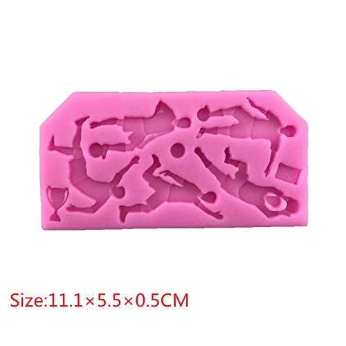 Fondant Mold of Baseball,Rugby, Golf, Basketball Stuly,4 Pcs Cake Topper Decoration Tools Chocolate Polymer Clay Candy Gumpaste Sugar Craft Mould