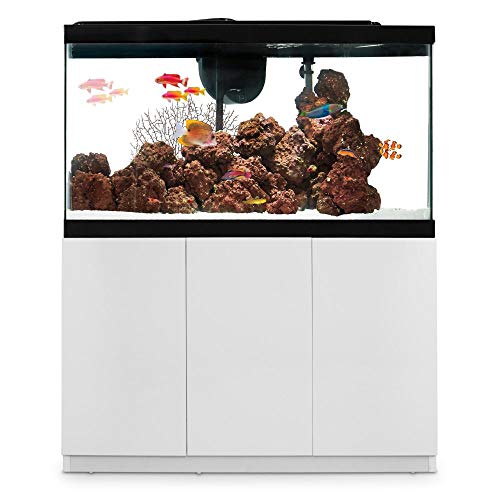 PeetsPets Durable Wood Aquarium Stand with Storage, Up to 29, 40, 55 gal. (55 Gallon, White Gloss)