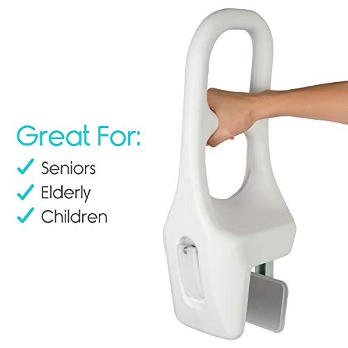 Vive Bathtub Rail - Heavy Duty Bathroom Tub Safety Rail for Elderly, Seniors, Handicap and Disabled - Clamp Railing Bath Support - Adjustable Shower Hand Grip - Handle Assist Grab Bar - Fits Most Tubs - Thumbnail 7