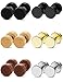 FIBO STEEL 6 Pairs Stud Earrings for Men Women Flat Back Ear Piercing Ear Plugs Tunnel Fake Gauge Earrings 18G