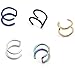 CrazyPiercing 5PCS Piercing Women Girls Men 16G Stainless Steel Non-piercing Fake Lip Nose Ring Clip-on Cartilage Septum Earring Hoop (5 PCS)