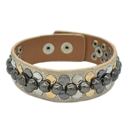 Victoria Echo Unisex Retro Handmade Rivet Punk Rock Personalized Band Leather Bracelet