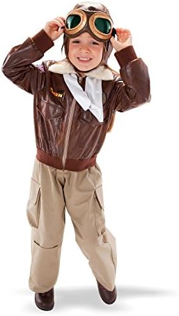 TeeTot Aviator Pilot Costume Size 3-4 with Jacket, Pant, Helmet, and Airplane Goggles