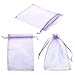 Purple Organza Bags, 5x7 Mesh Drawstring for Party Favor Gifts, Wedding, Jewelry (100 Pack)