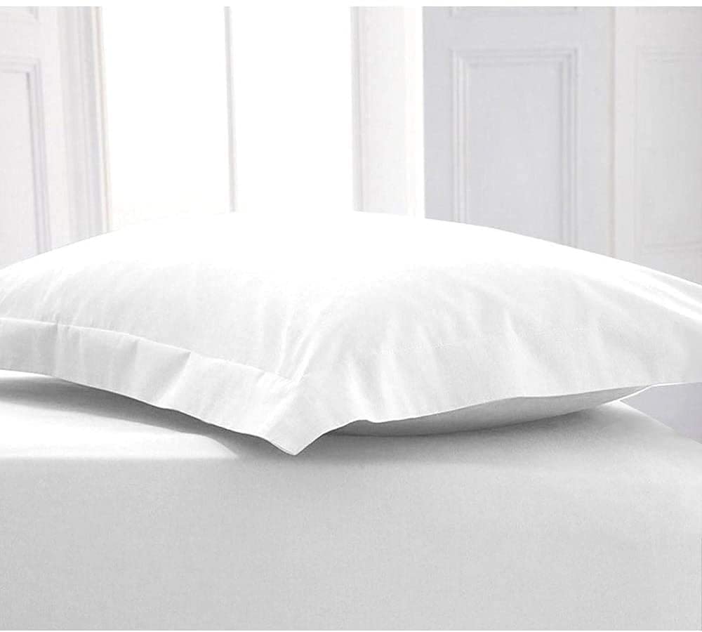 Sleep and Beyond Egyptian Cotton 200 Thread Count Percale Oxford Pillow Cases 2 Pack (White)
