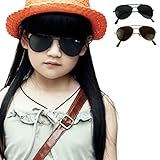 Voberry New Cool Fashion Mercury Ultraviolet-proof Goggles Metal Frame Sunglasses For Children Kids, Boy ,Girl, Baby (Black)