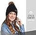 Brook + Bay Pom Pom Beanie Winter Hat for Women - Faux Fur Pompom Warm, Thick & Chunky Soft Cable Knit Hats - Cute & Trendy Cold Weather Knitted Caps - Stylish & Trendy Snow & Ski Beanies for Ladies