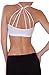 Humble Chic Criss Cross Back Padded Sports Bra - Light Support Wireless Strappy Bralette, White One Size, Ivory