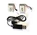 2 Batteries & 1 USB Charger for Wonder Drone: 2 Li-Polymer Batteries 3.7V 300mAh.