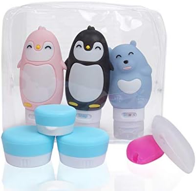 Portable Travel Bottles Set(8PCS), OWUDE 3-layer Leak Proof Travel Accessories with 3 Cosmetic Containers and 2 Toothbrush Covers for Shampoo, Conditioner, Lotion, Toiletries, TSA Carry-On Approved