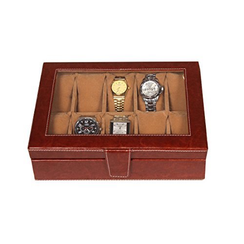 4.5 Liter Maroon Pu Leather Clasp Closure Watch Display Case