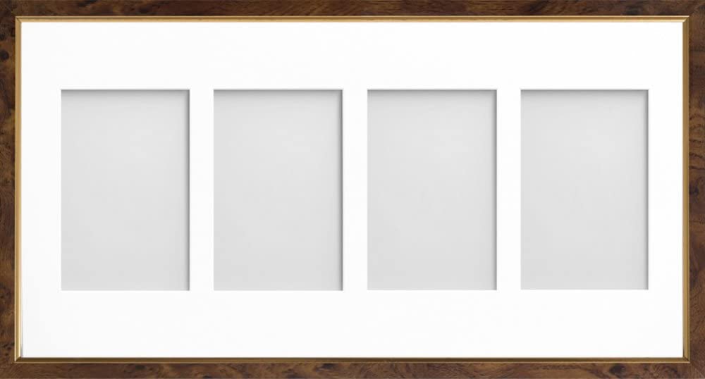 Frame Company Drayton Multi Aperture Photo Frame, Walnut, 20x10 for 6x4 inch (x4)