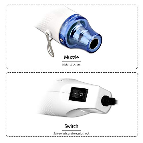Carrfan 110V 300W Electric Hot Air Gun DIY Tool Heat Gun for Heat Shrink Tubing Drying Paint DIY Embossing Shrink Wrapping