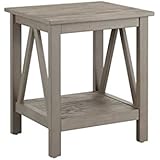 Atlin DesignsWood End Table with Bottom Shelf in Driftwood UV Varnish
