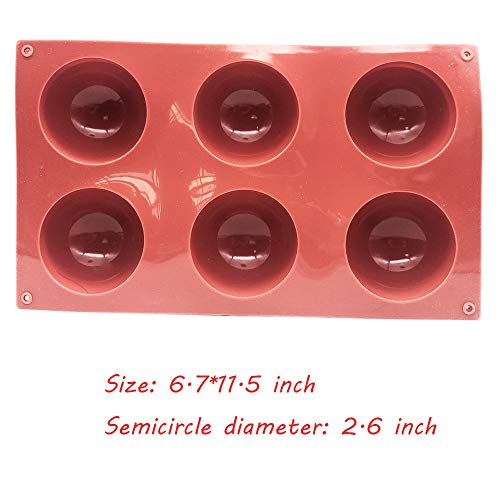 2.6 Inch Large Semi Sphere Silicone Mold,Baking Mold for Making Hot Chocolate Bomb, Cake, Jelly, Dome Mousse, 2 Pack