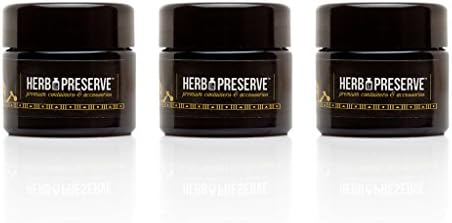 Herb Preserve Eighth Oz. (50 Ml) Capacity Medium Size Screwtop Jar Black Ultraviolet Refillable Glass Stash 3-Pack Set