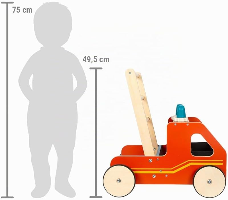 Carrello Primi passi in legno Vigili del Fuoco, per bambini a partire dai 12 mesi, 12540