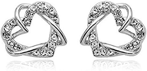 Perfected 18K White Gold Plated Australia Crystal Heart Stud Earrings