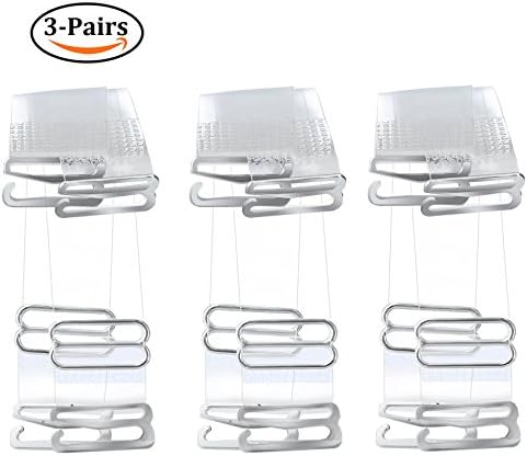 3-Pairs Clear Bra Straps ,Stainless Steel Hook Multiple Width Transparent Removable Invisible Replacement Bra Shoulder Straps