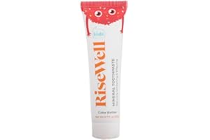 RiseWell Travel Kids Mineral Toothpaste - Kids Travel Toothpaste with Hydroxyapatite - Safe to Swallow, No Added Fluoride and All Natural (Cake Batter Flavor)