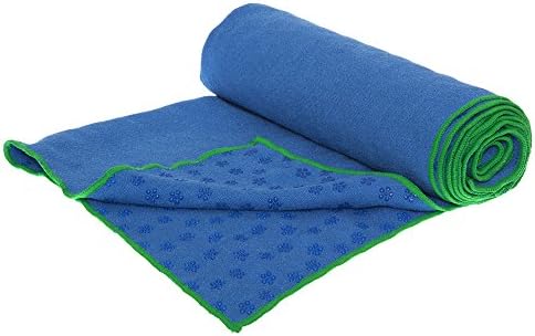 Patented Non-Slip Yoga Towel - Perfect for Wet AND Dry Conditions; 100% Ultra-absorbent and Quick Drying Microfiber; Breathable Mesh Carrying Case Included (24" x 72") Mat Size