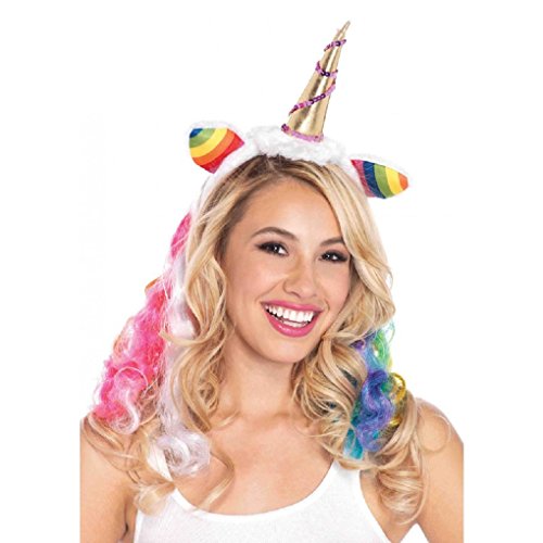 Adult size Rainbow Unicorn Headband with Rainbow Mane
