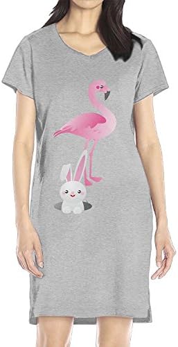 Vvw4 Flamingo Rabbit Loose Short Dress Short Sleeve V-Neck One-Piece Dress Fashion Design Dress For Women