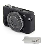 CEARI Silicone Case Rubber Camera Protective Cover Skin for Canon PowerShot G7X Mark II Digital Camera + Microfiber Cloth - Black